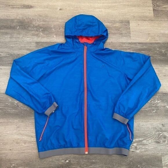 Adidas Blue Pattern Athletic Windbreaker Men XL - Picture 1 of 4